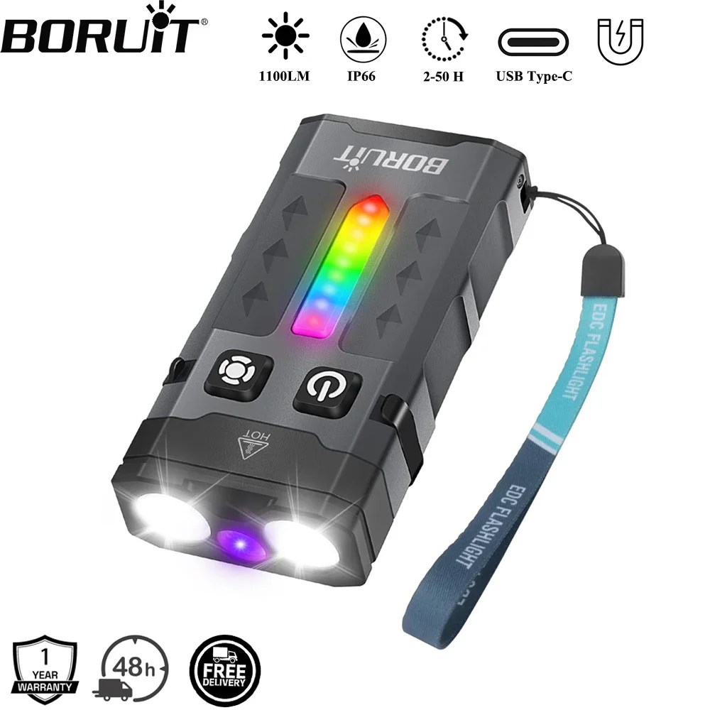 Fishing Light - BORUiT EV20 1100LM EDC UV Anahtarlık
