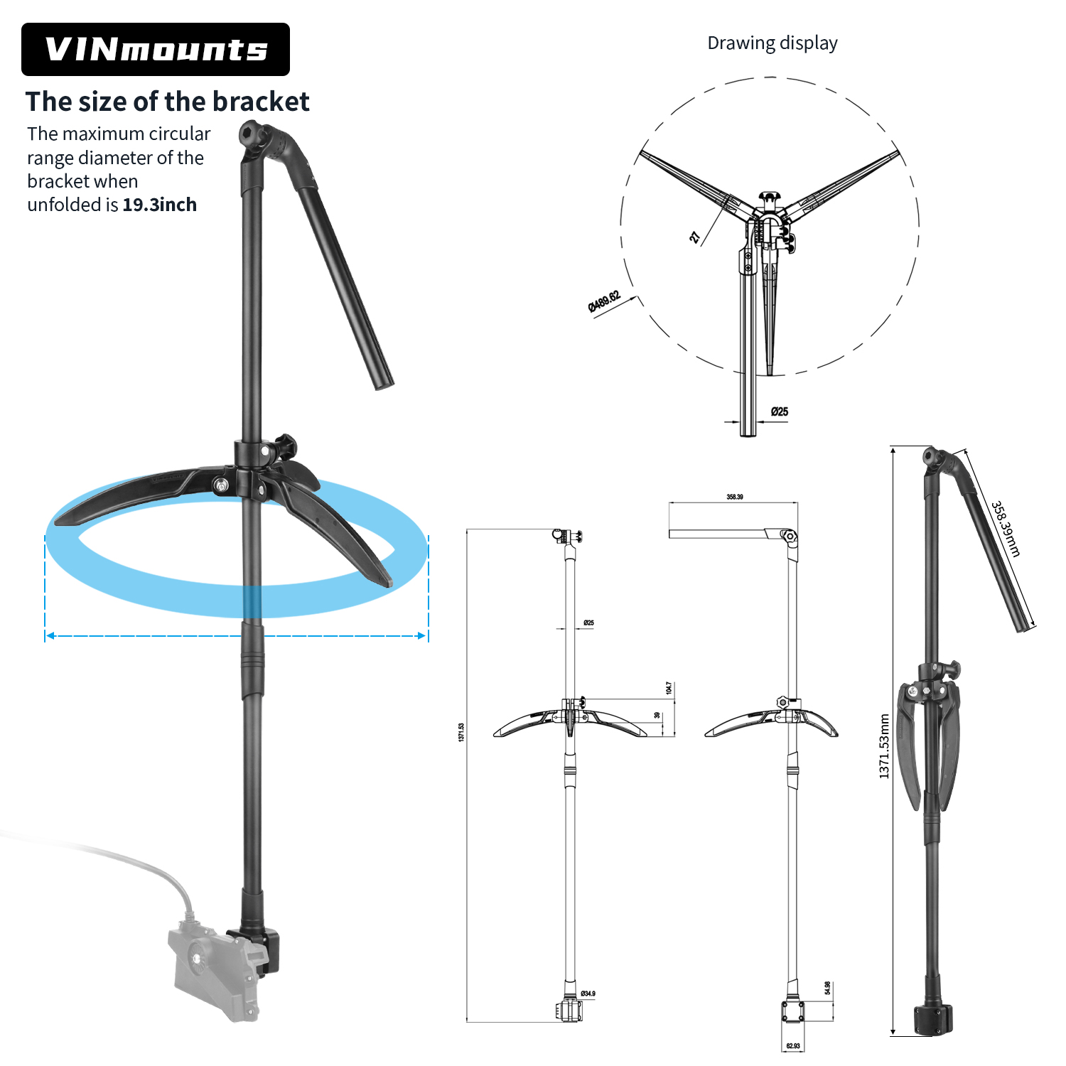 Fish Finder Mount - Buzda Balık Tutma Dönüştürücü Direk Montajı,