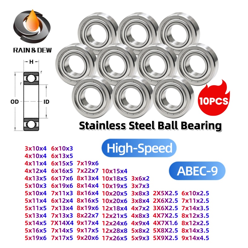 Abu Garcia Reel Revo - 10 adet paslanmaz çelik bilyalı rulmanlar